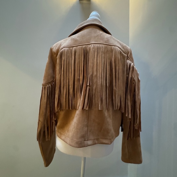 Lucky Brand Tan Faux Suede Fringe Jacket - Picture 2 of 4